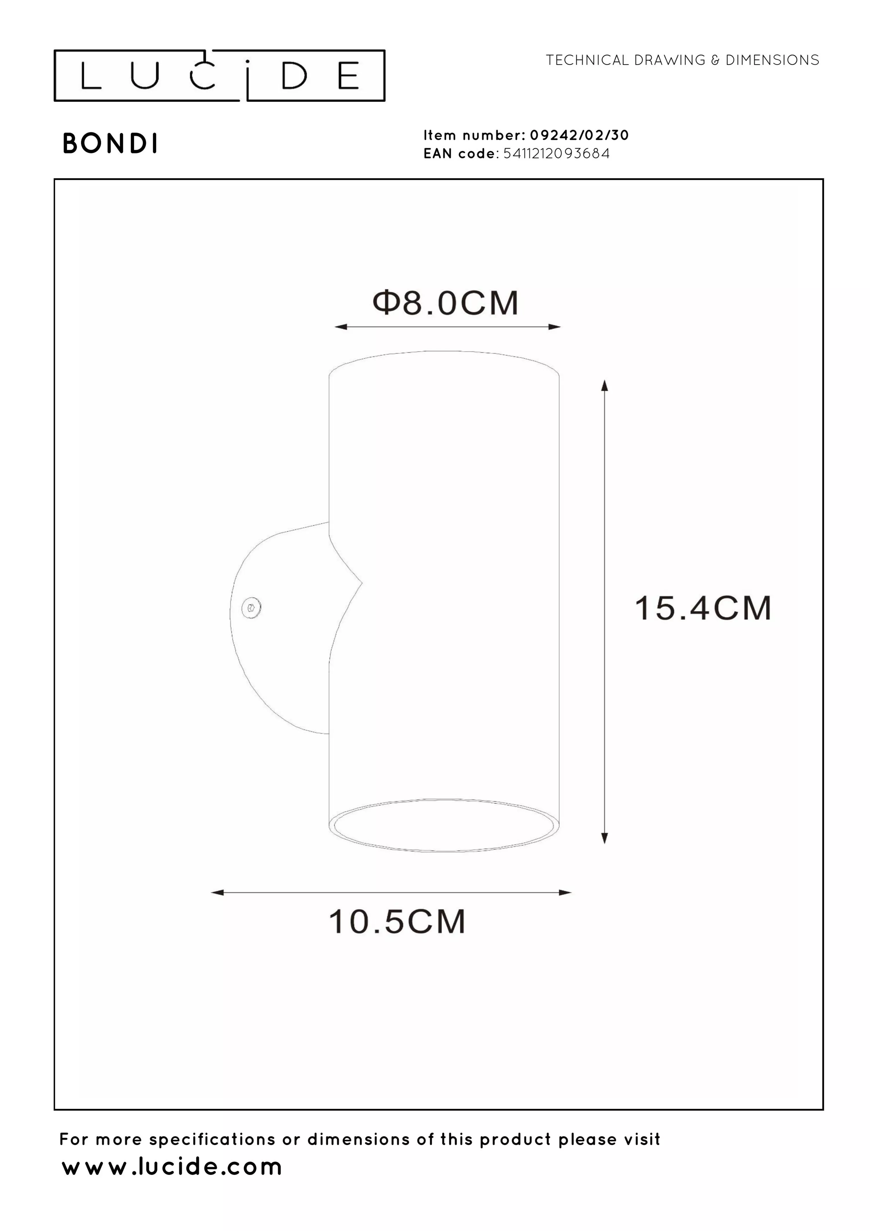 BONDI Wandspot-Zwart-2xGU10-50W-Alumin.