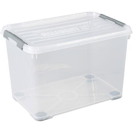 Curver Handy+ opbergbox 65 liter + wielen transparant