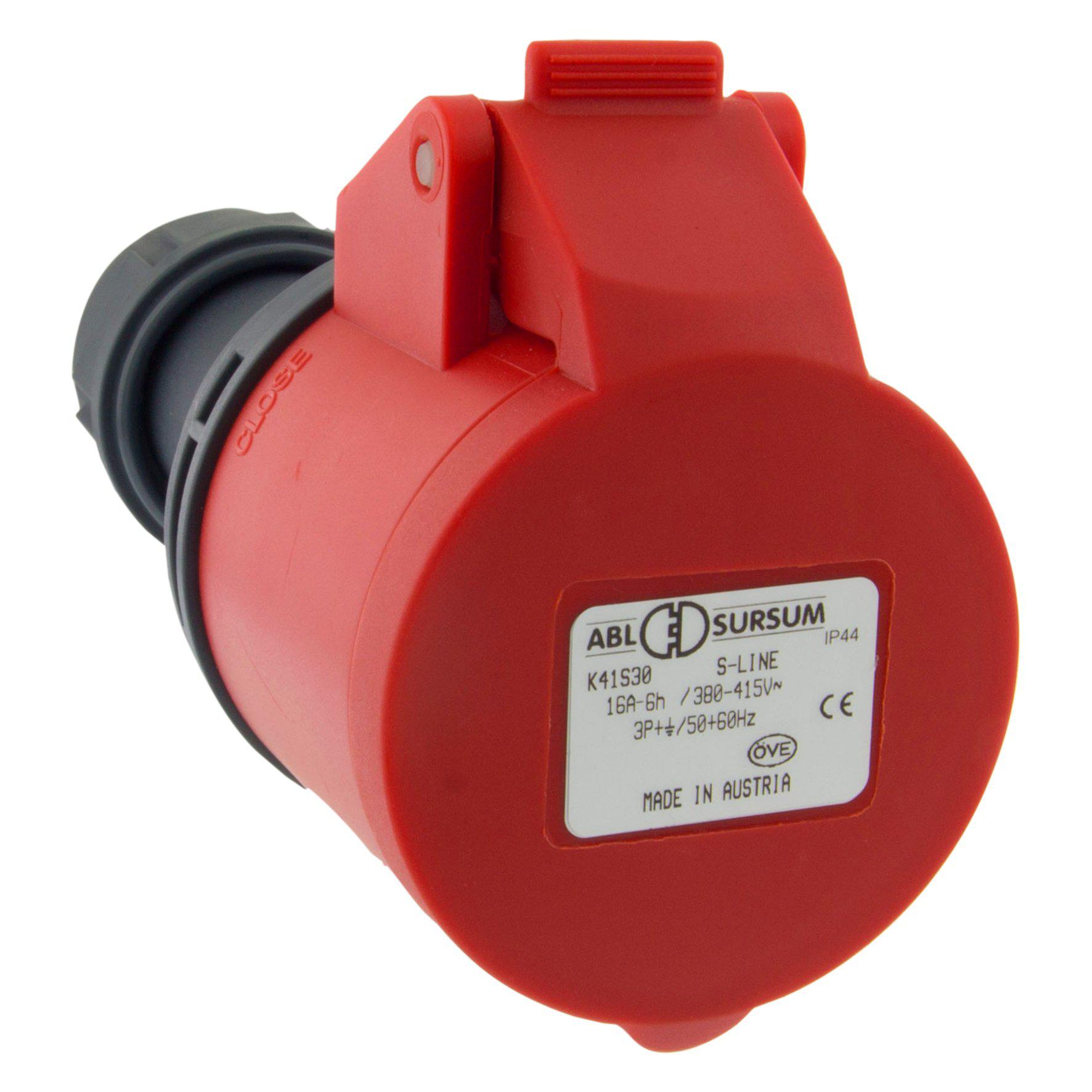 Contrastekker kracht, twist, 3-polig + aarde, 16A, IP44 rood