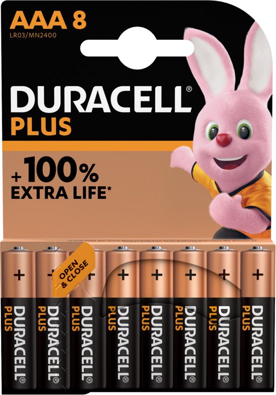 Duracell Plus Alkaline 100% AAA (8 stuks) (LR03)