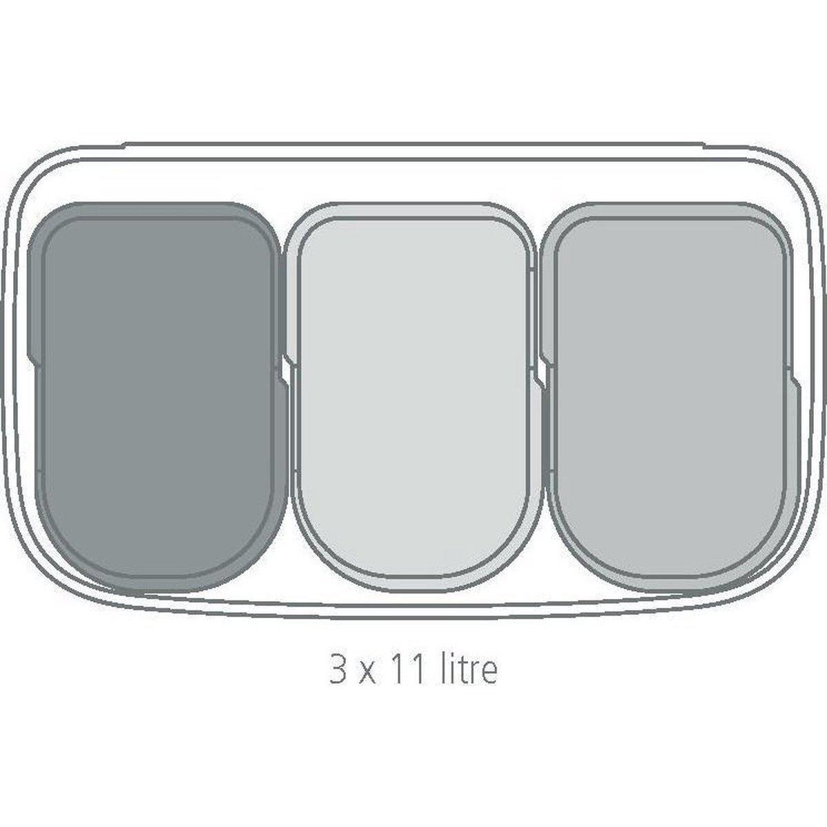 Brabantia Bo Touch Bin afvalemmer 3x 11 ltr. Matt Steel Fingerprint Proof