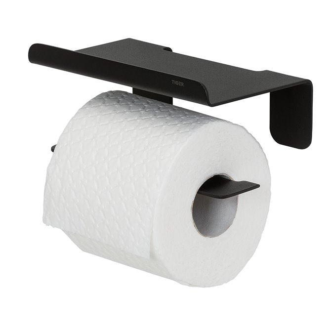 Tiger Colar toiletrolhouder met planchet zwart