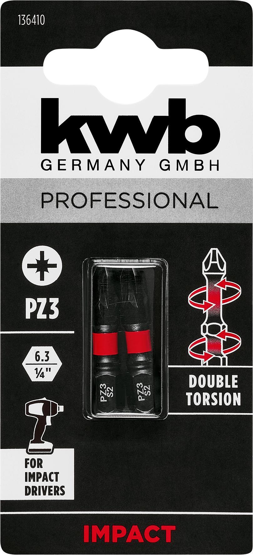 KWB Double Torsion Bits PZ3 30 mm - 2 stuks