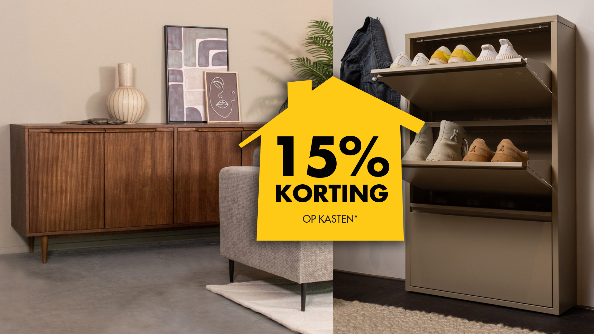 15% korting op kasten