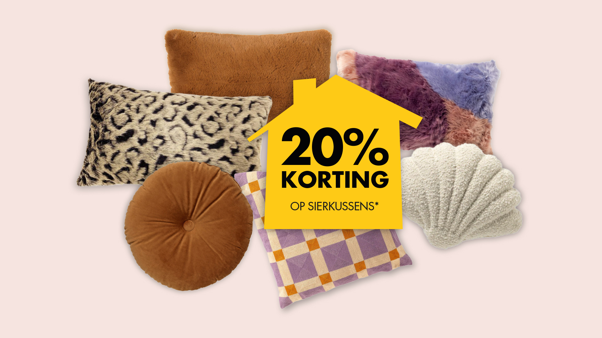 20% korting op sierkussens
