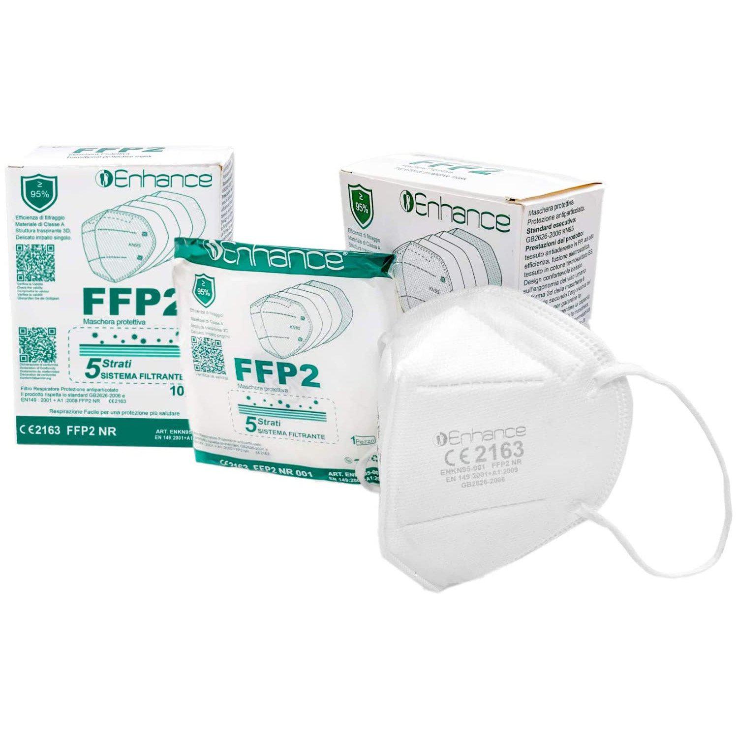 Mondkapje wit FFP2 NR KN95 5-laags 10 stuks