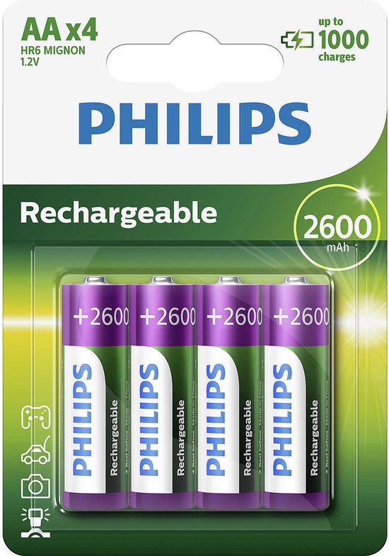 Philips Rechargeable NiMH AA HR6 2600mAh (4 stuks)