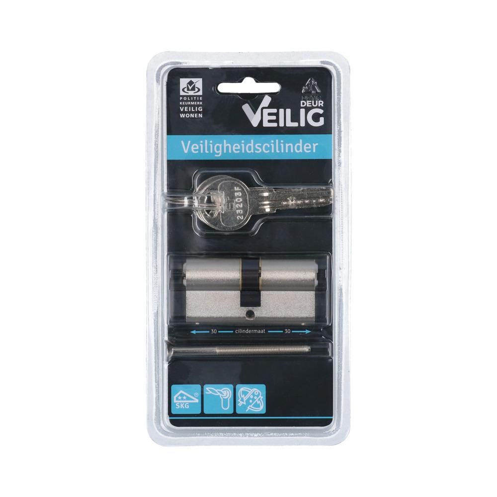 VEILIG profielcilinder keersleutel 30/30 nikkel