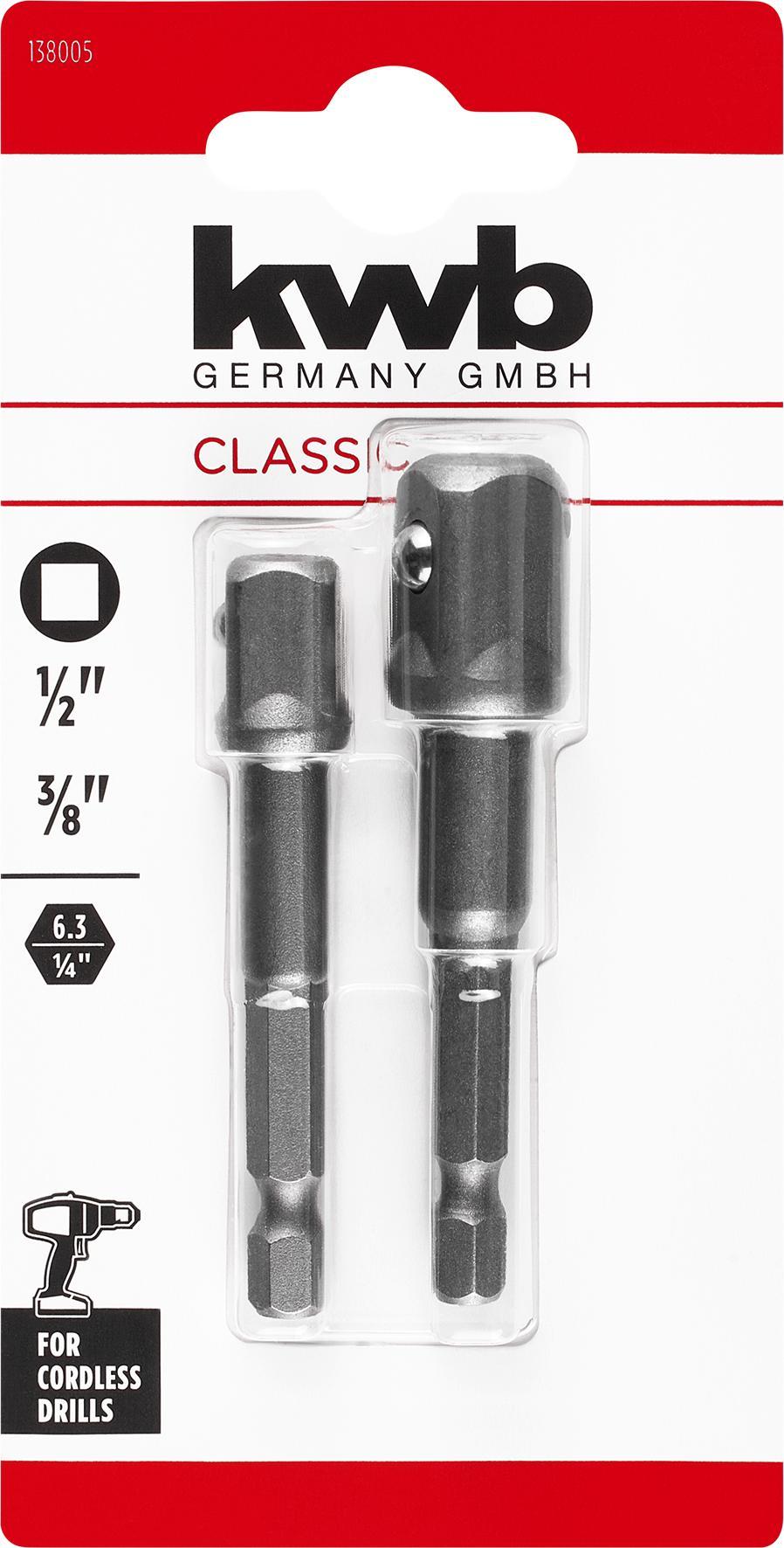 KWB Adapterset 3/8 en 1/2 inch - 2 stuks