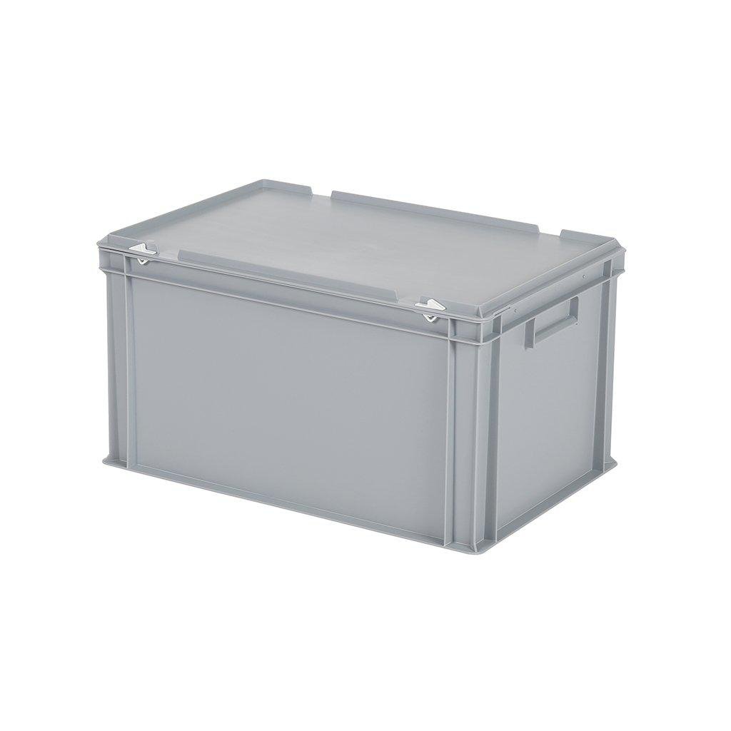Stapelbak met deksel 600x400x335mm grijs