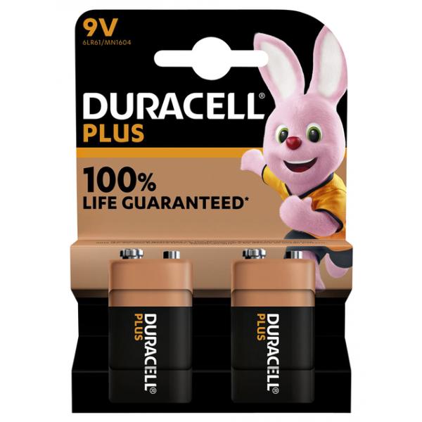 Duracell Plus Alkaline 100% 9V (2 stuks) (6LR61)