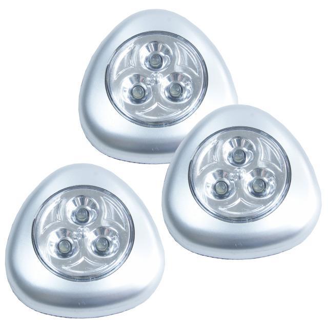 3-LED pushlight IP44 3 stuks