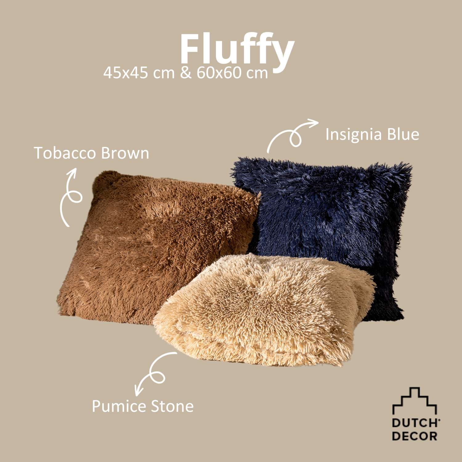 Dutch Decor sierkussen Fluffy Pumice Stone 60×60 cm