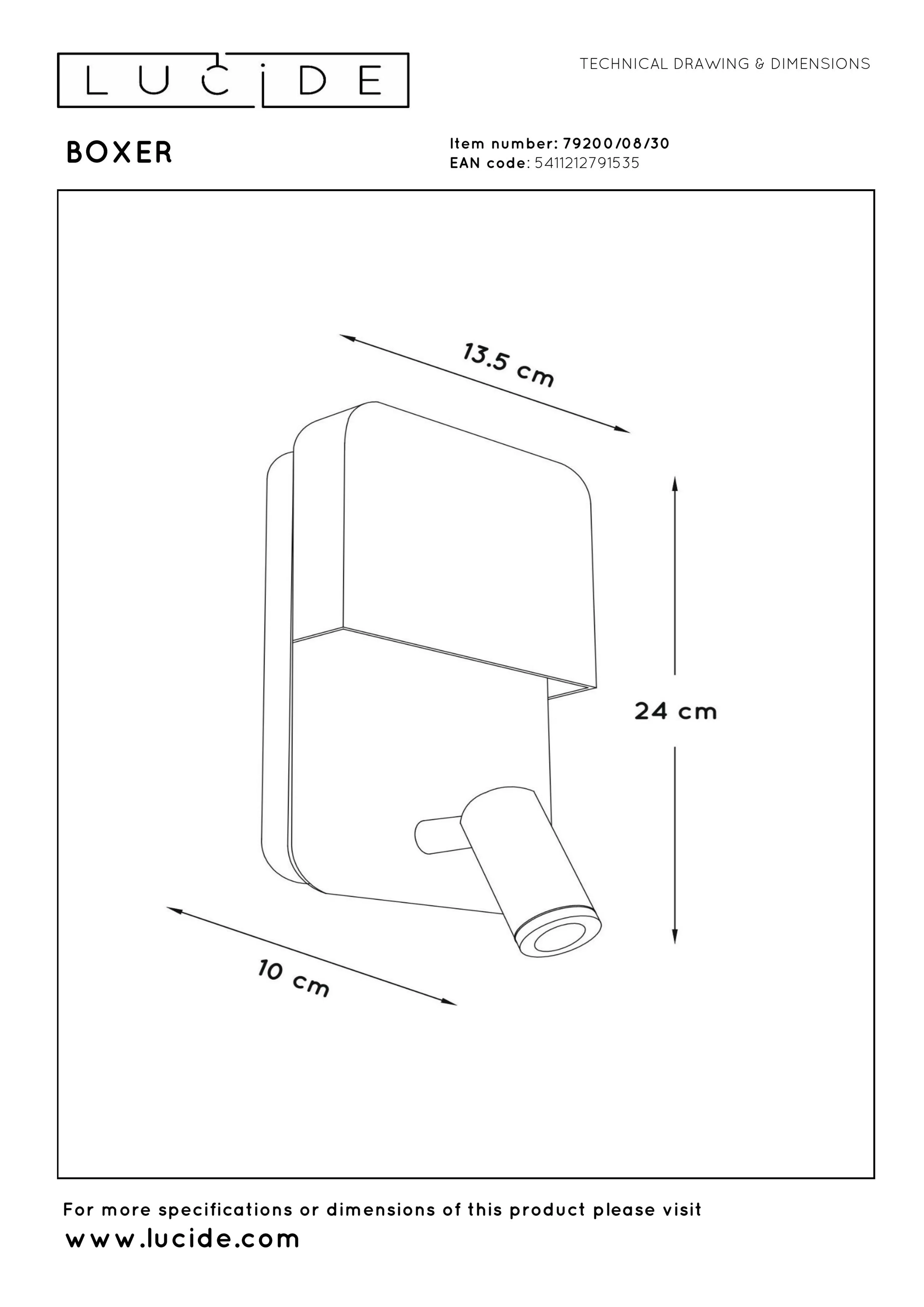 BOXER Bedlamp-Zwart-LED-5W-3000K