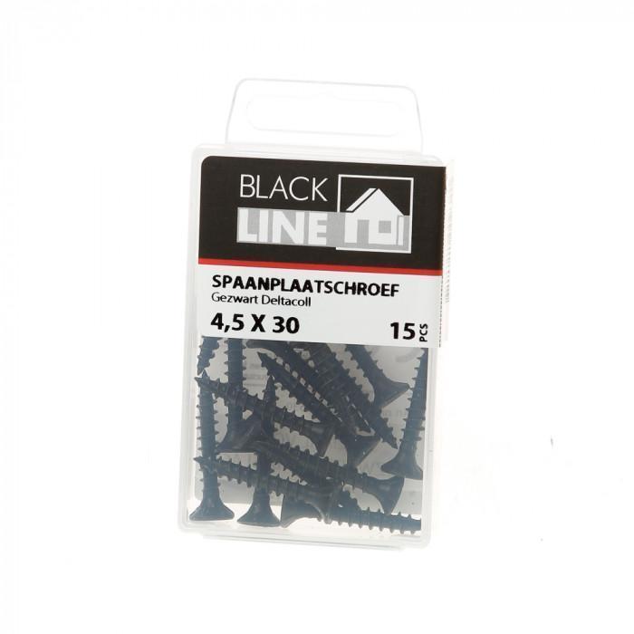 BlackLine spaanplaatschroef HCP zwart PK TX-20 + snijpunt 4.5x30 (15)