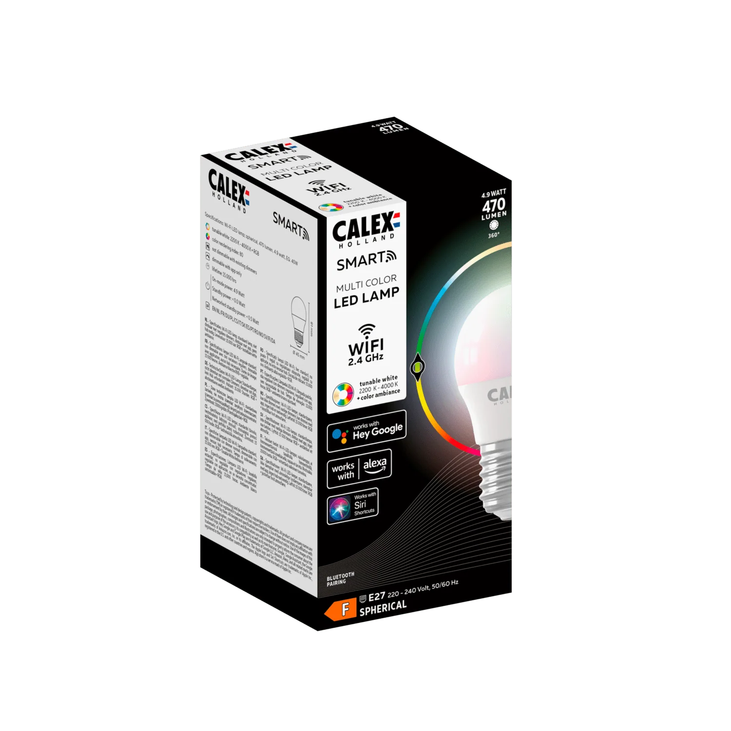 Calex Smart LED Ball-lamp P45 220-240V 4.9W 470lm 2200-4000K + RGB E27 