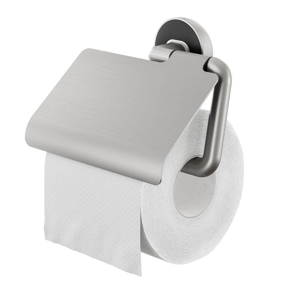 Tiger toiletrolhouder Cooper met klep RVS geborsteld/zwart