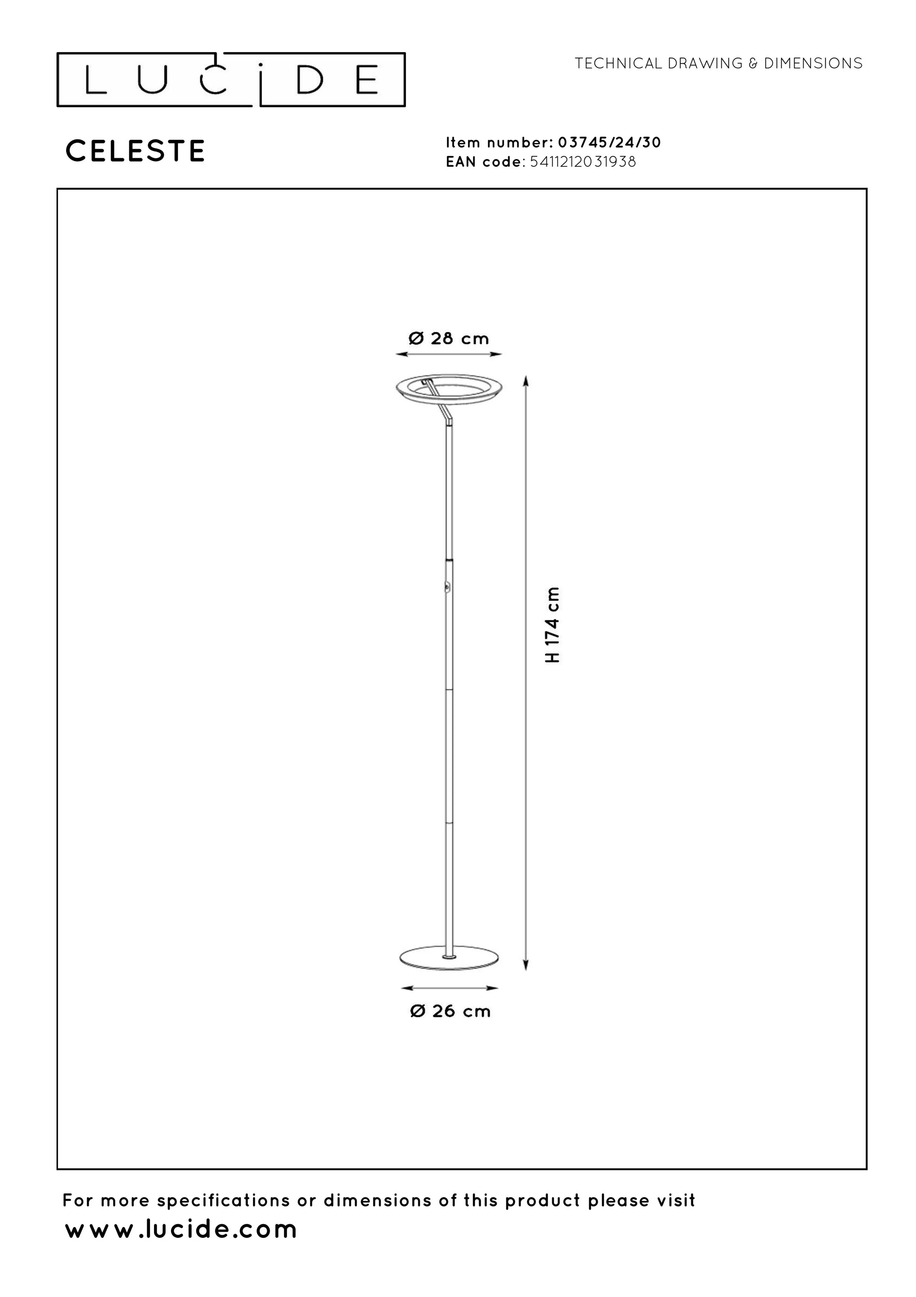 CELESTE Vloerlamp-Zwart-?28-LED Dimb.-21W-2700K