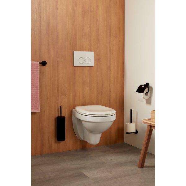 Haceka Kosmos toiletrolhouder met klep mat zwart