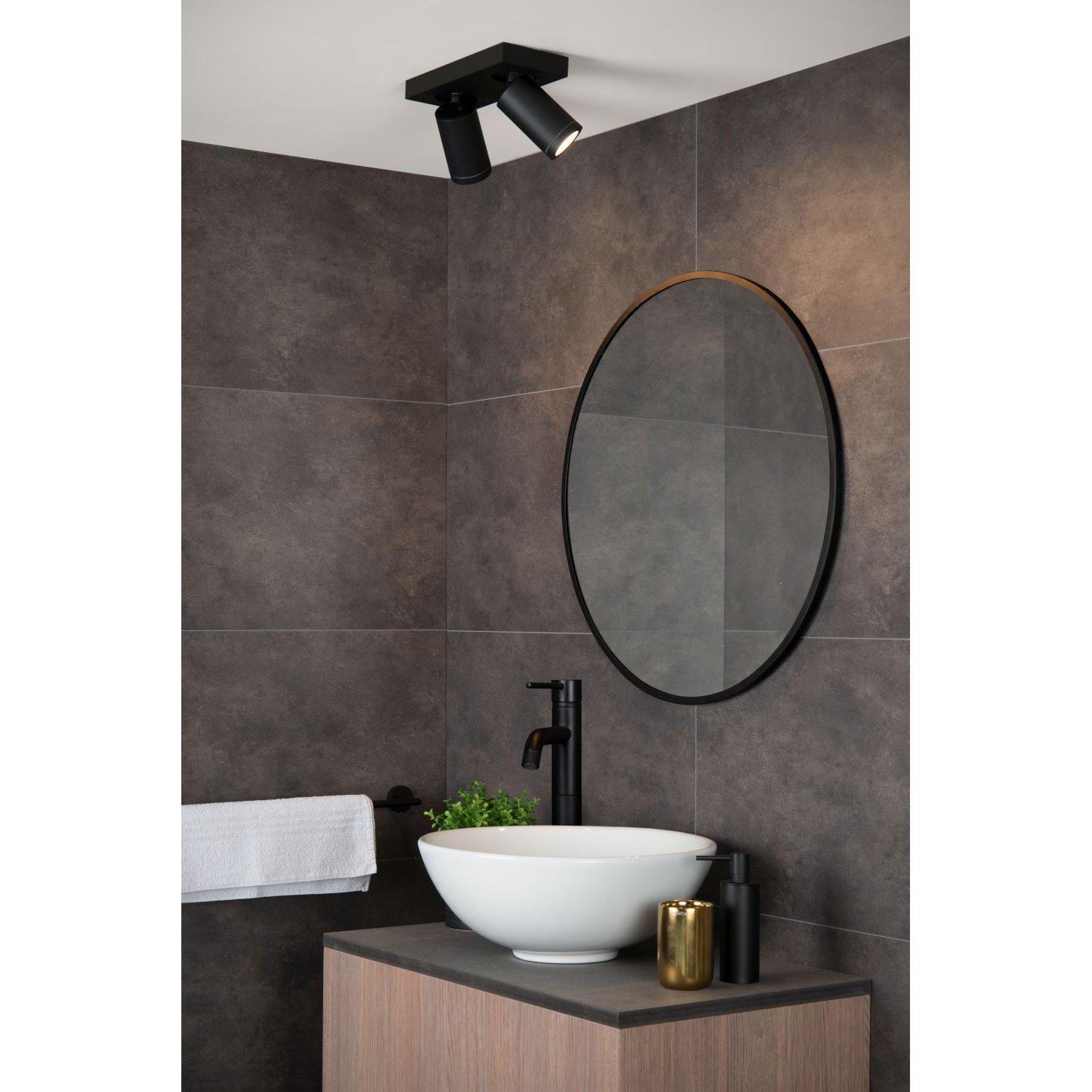 Lucide Taylor plafondspot badkamer LED Dim to warm GU10 2x5W zwart