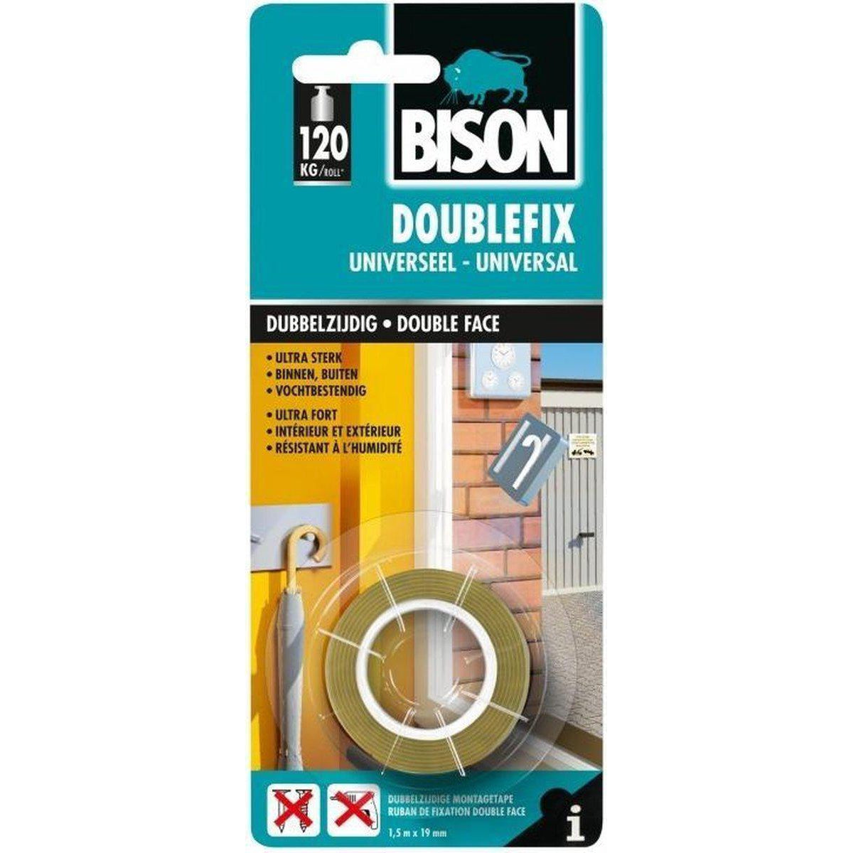 Bison doublefix dubbelzijdige montagetape universeel 19mm x 1,5m