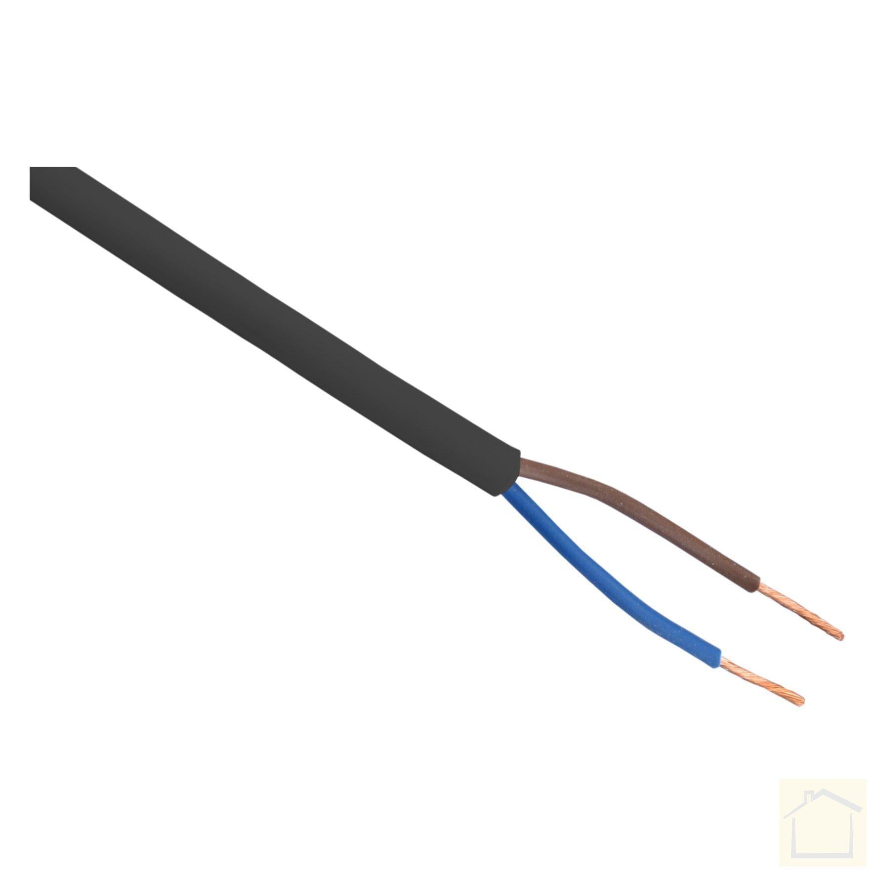 Huishoudsnoer VMVS 2x0.75 zwart (175 meter)