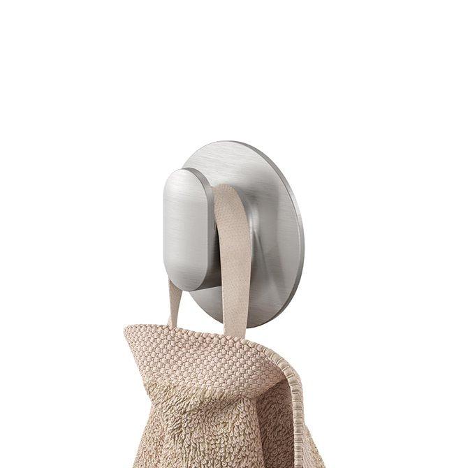 Tiger Cooper handdoekhaak medium met zelfklevende wandsteun RVS geborsteld