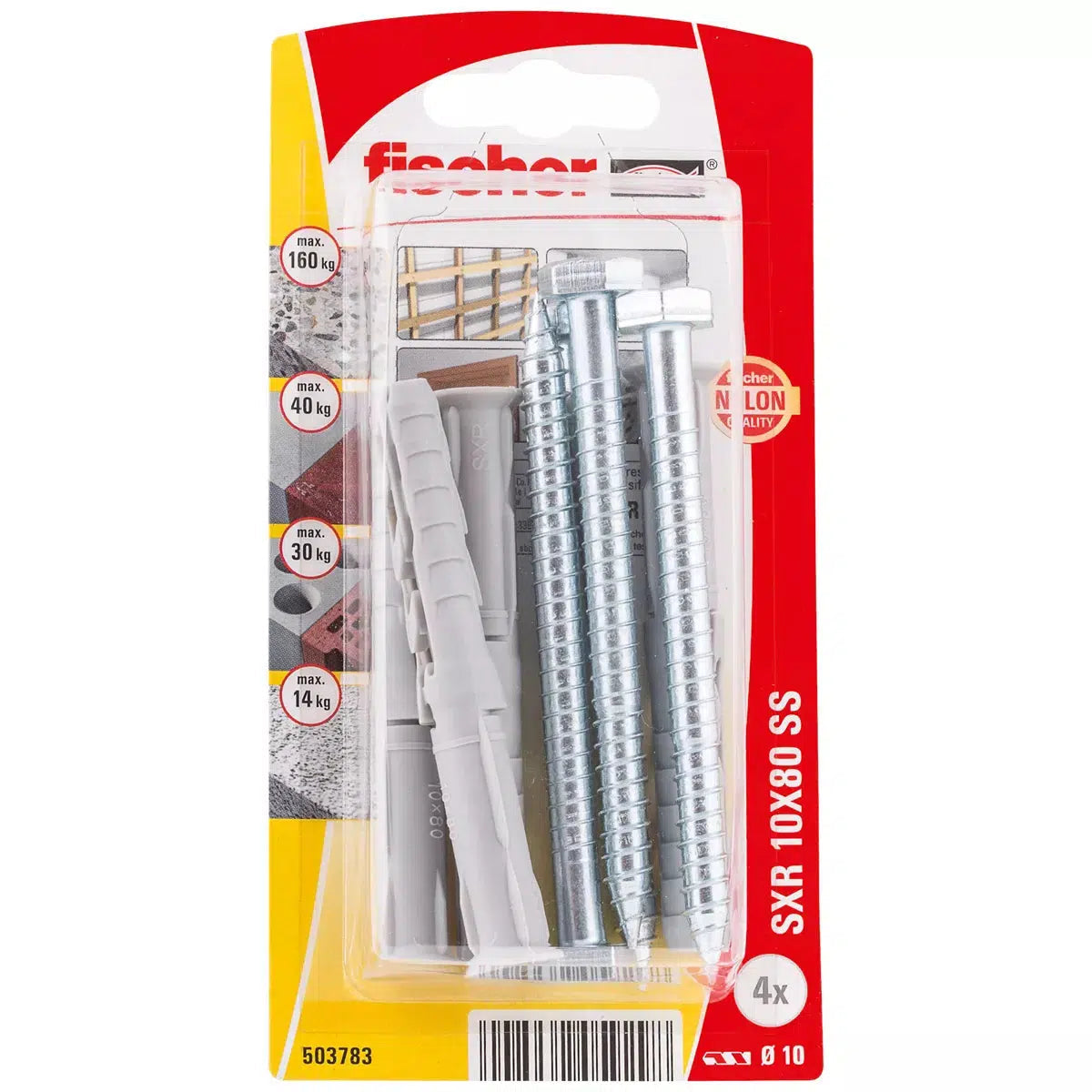 fischer constructieplug SXR 10x80 SS zeskante bout