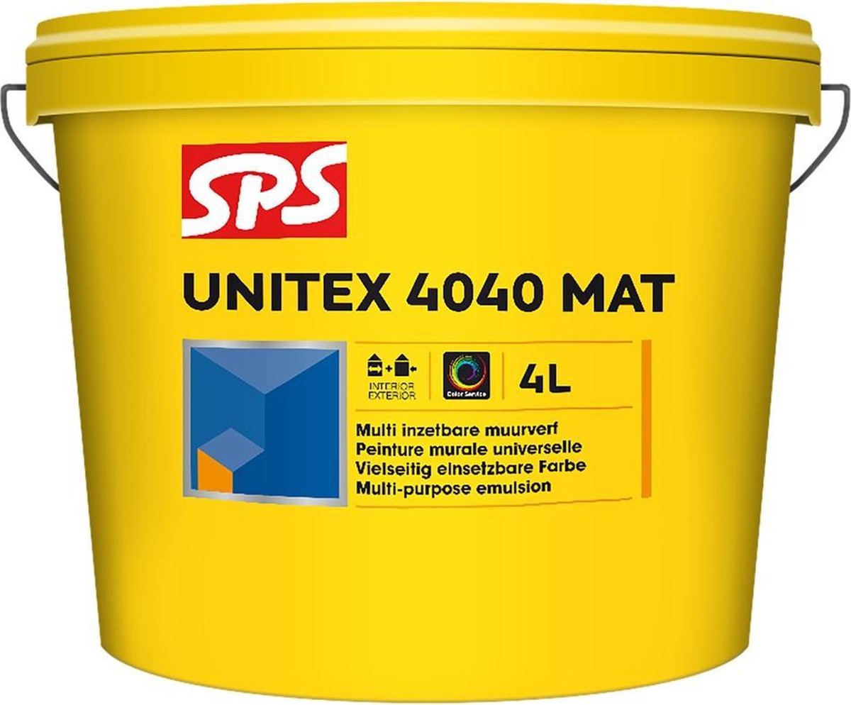 SPS Unitex muurverf 4040 mat RAL9010 binnen-buiten 4l