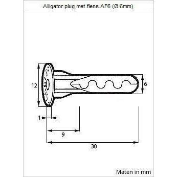 Toggler Alligator plug met flens AF6 (20 st.)