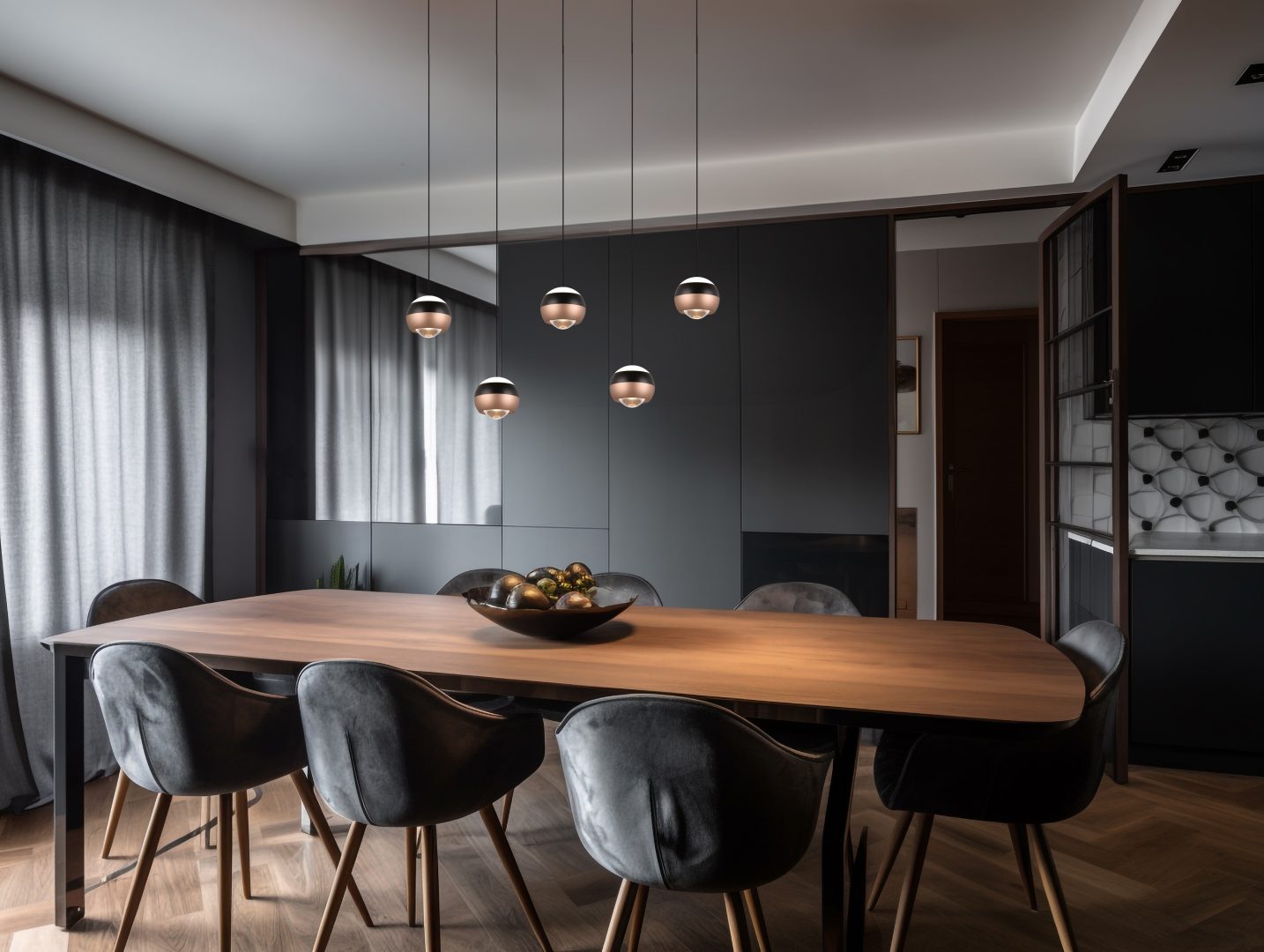 Trio Select hanglamp Orbit 5-lichts metaal mat zwart