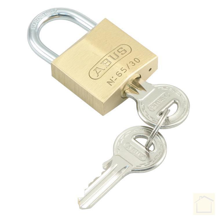 Abus hangslot type 65c, messing SKB 50 mm. BH 29 mm messing