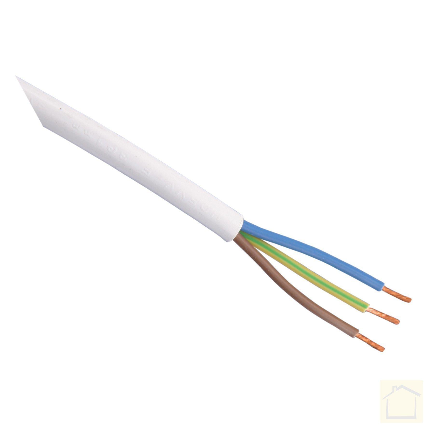 Huishoudsnoer VMVS, belastbaar tot 1200W 3 x 0.75 mm² 20 m wit