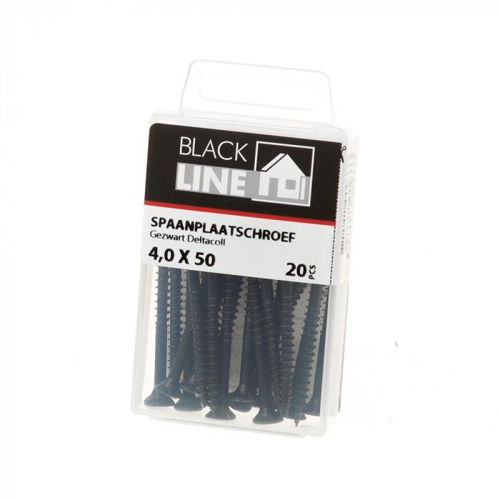 BlackLine spaanplaatschroef HCP zwart PK TX-20 + snijpunt 4.0x50/30 (20)