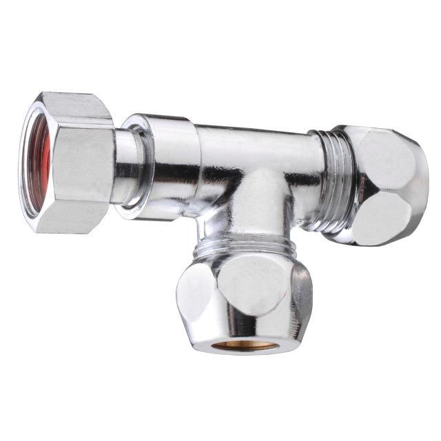 Cornat klemkoppeling T-stuk chroom 3/8"x3/8"x3/8"