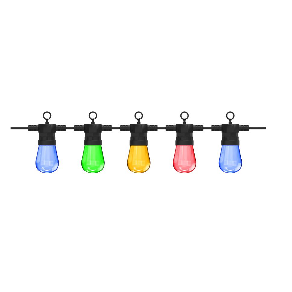 Calex Lichtsnoer 100-240V 10 lamps (ST45) Kleur 1.8W Snoer10mtr met 80cm tussenruimte Remote