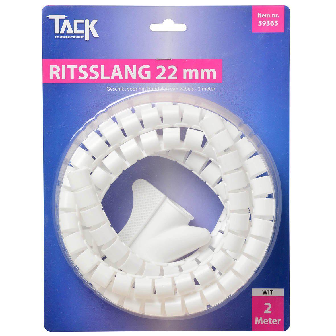 Ritsslang 22 mm. 2 meter Wit