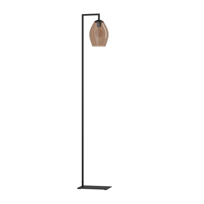 Eglo Estanys vloerlamp 1x E27 zwart/bruin glas