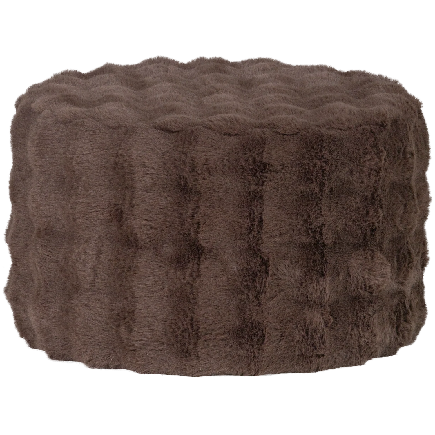 WOOOD Olven Poef Laag Fluffy Stof Bruin