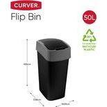 Curver flip bin 50 liter zwart / lichtgrijs