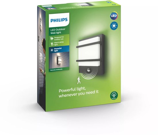 Wandlamp Philips Petronia antraciet 1x12