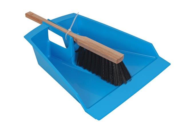 Bladeren blik blauw met stoffer