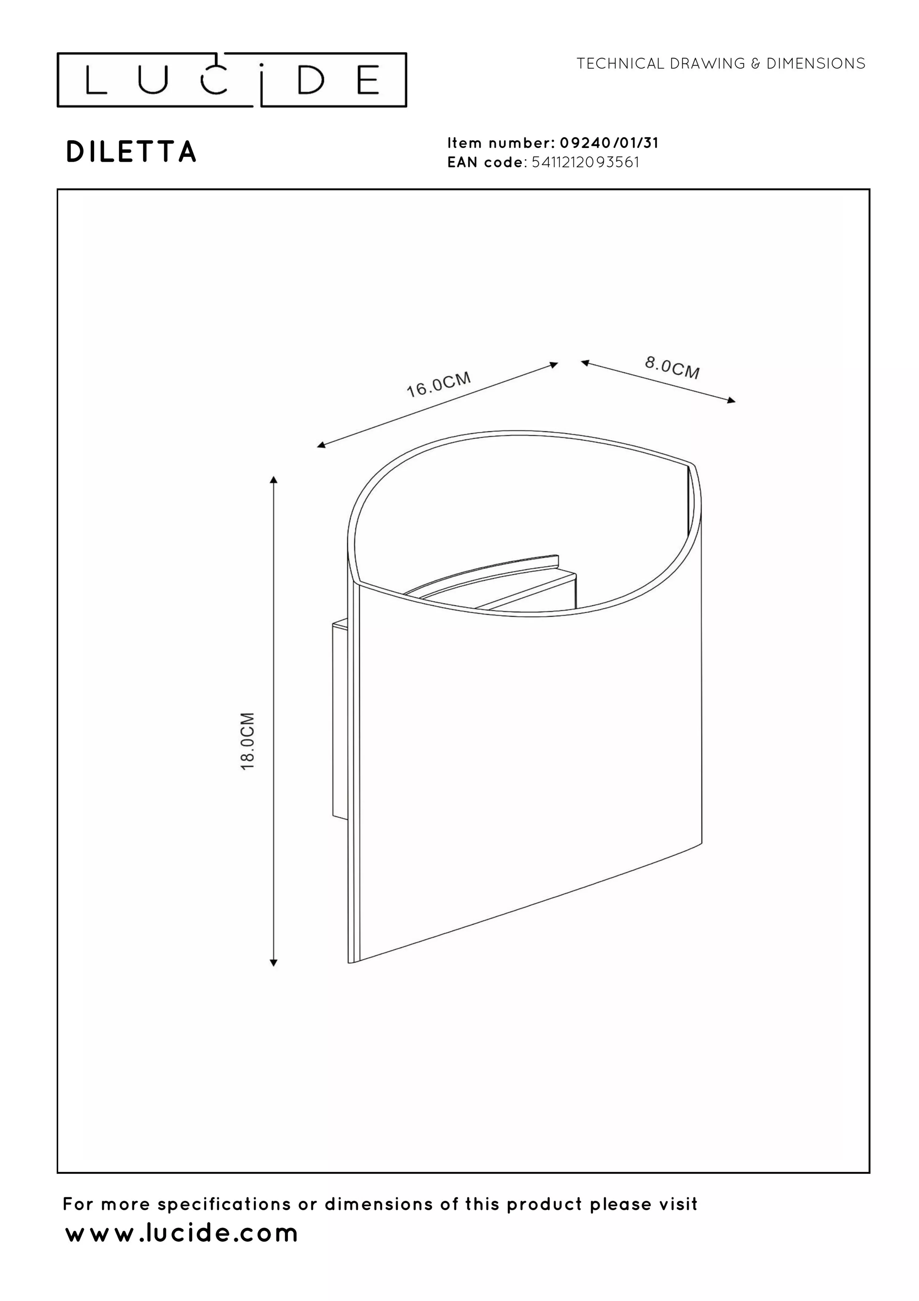 Lucide DILETTA - Wandlamp - 1xG9 - Wit