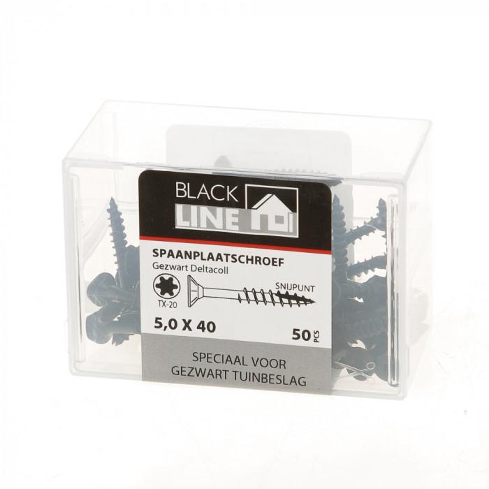 BlackLine spaanplaatschroef HCP zwart PK TX-20 + snijpunt 5.0x40/24 (50)
