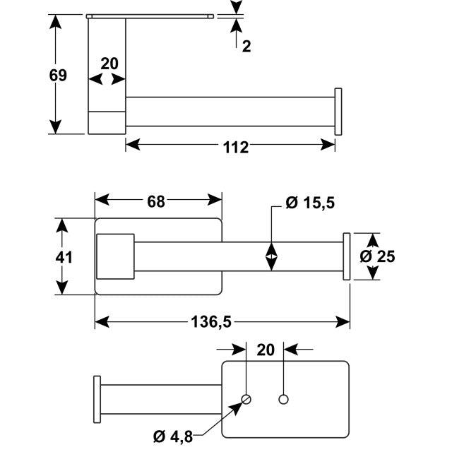 Cornat toiletrolhouder zwart