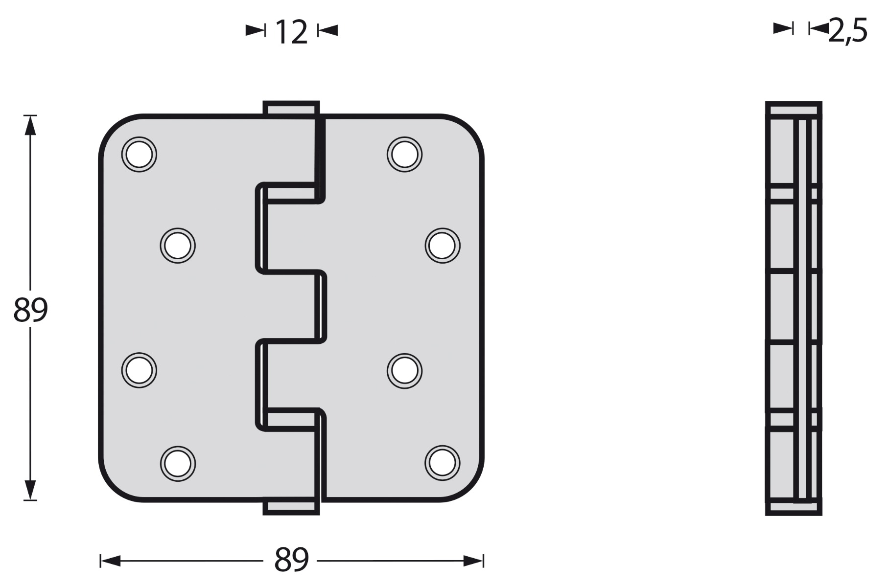 Kogellagerscharnier RVS geborsteld 70 kg