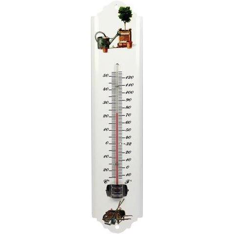 Thermometer metaal wit 30 cm. 