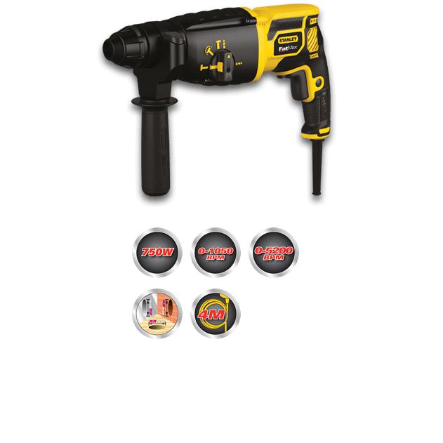 750W SDS-Plus boorhamer Slagkracht: 2.7J (of 1.8J EPTA05-2009)