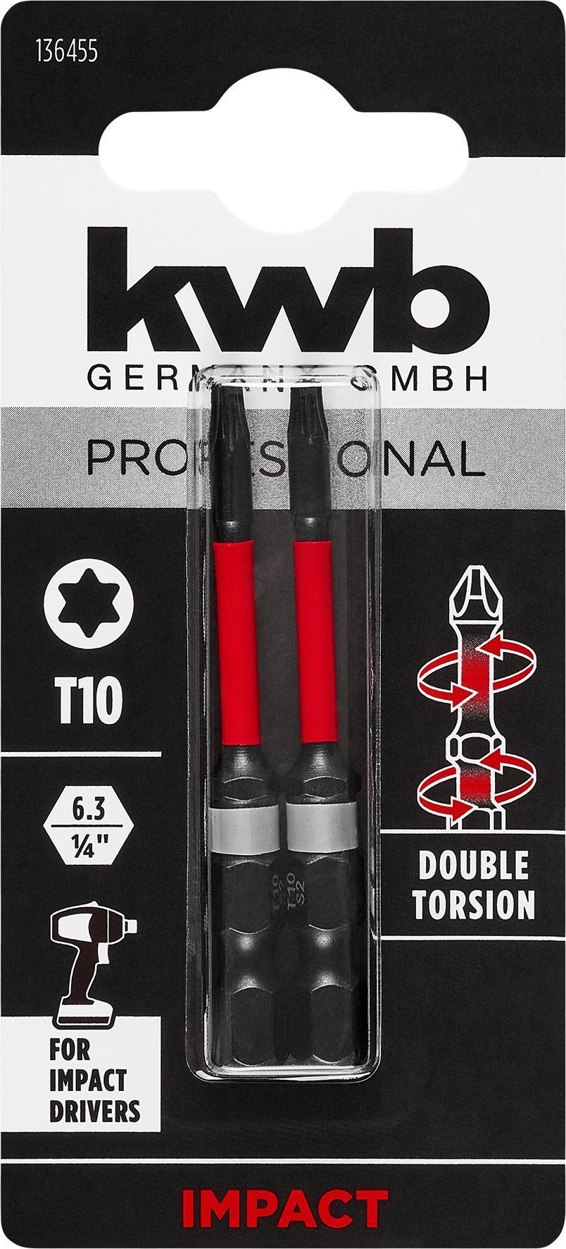 KWB Double Torsion Bits T10 60 mm - 2 stuks