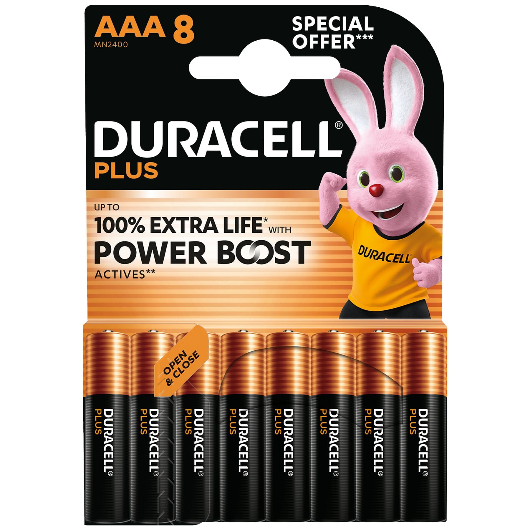 Duracell Plus Alkaline 100% AAA (8 stuks) (LR03)